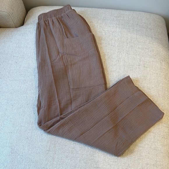 NWOT Rachel Pally Gauze Oversized Yara Shirt & Rami Pant SET, Tobacco - Picture 13 of 14